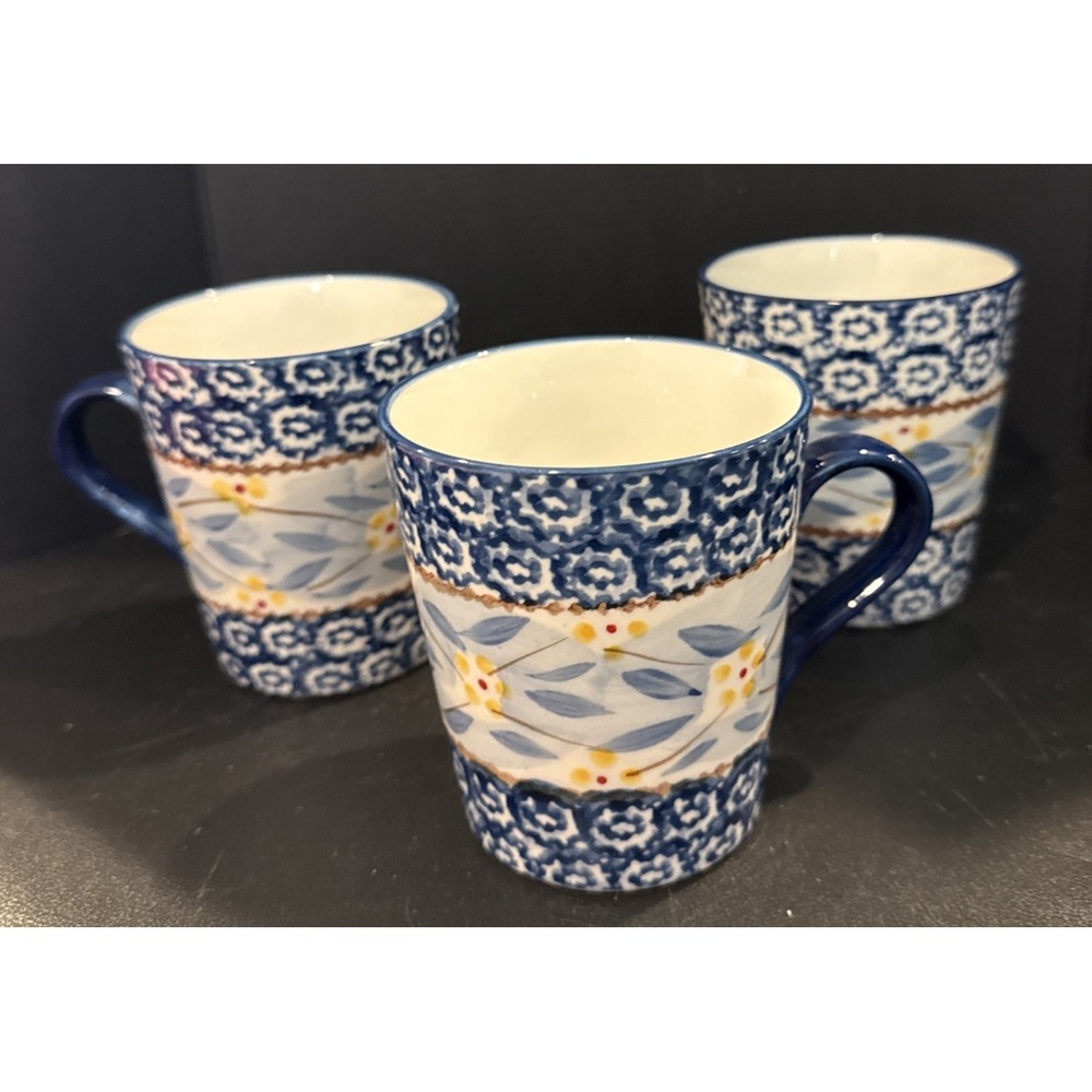 Temptations Old World Blue Floral‎ Mugs Mug Cups Cup 10 Ounce Set Of 3